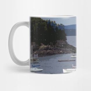 Lispe Bar Harbor with Boats and Mountains Mug